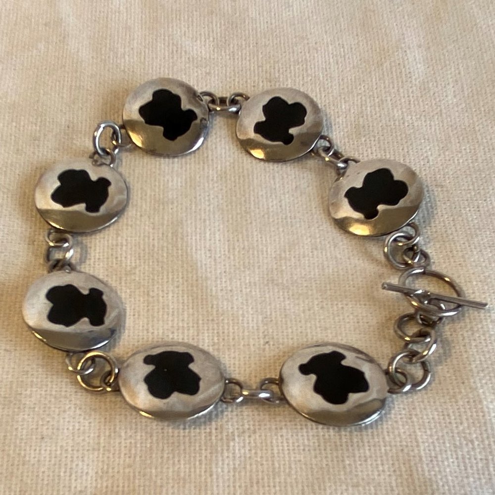 Vintage Sterling Coin Link Style Toggle Bracelet